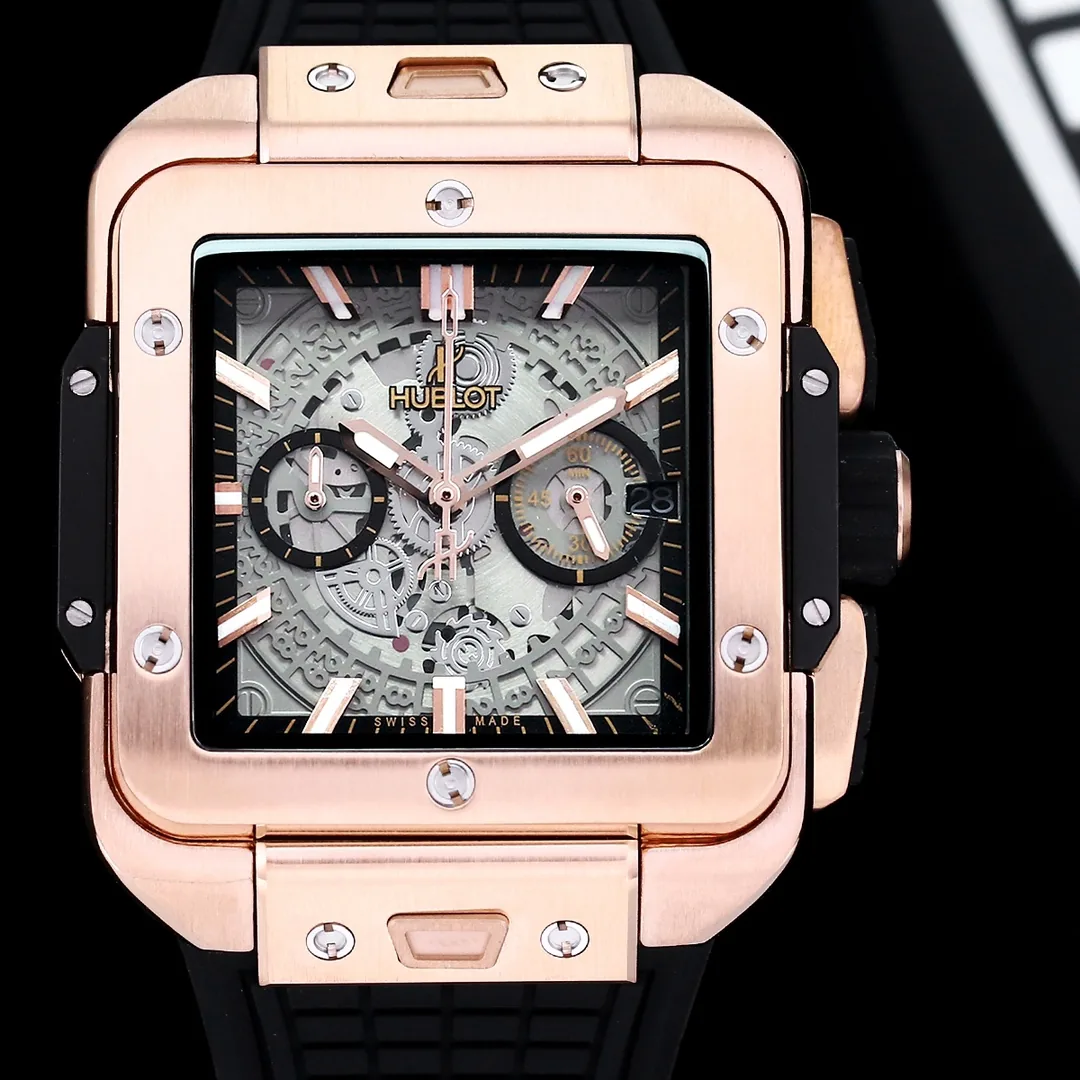 Hublot Square Big Bang Replica Unico Off-White Dial Rose Gold Watch