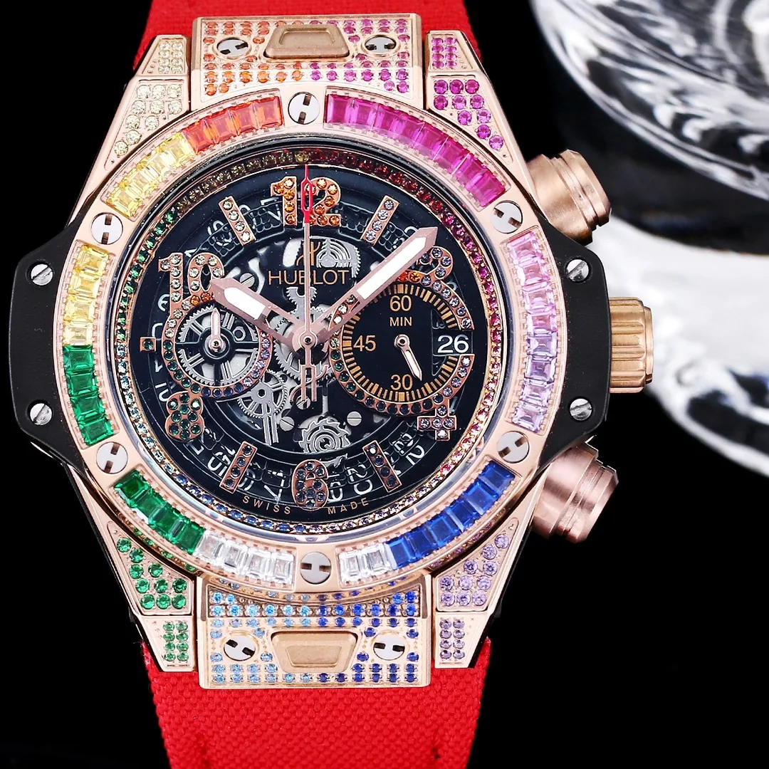 Hublot Big Bang Replica Unico Rose Gold Rainbow Skeleton Dial Watch