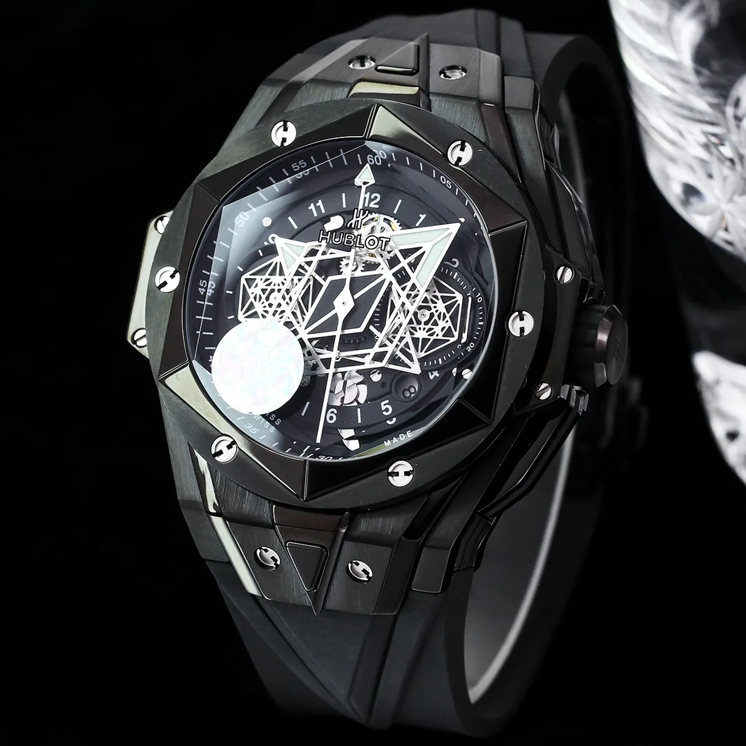 Hublot Big Bang Replica Sang Bleu II Tattoo Black Ceramic Watch