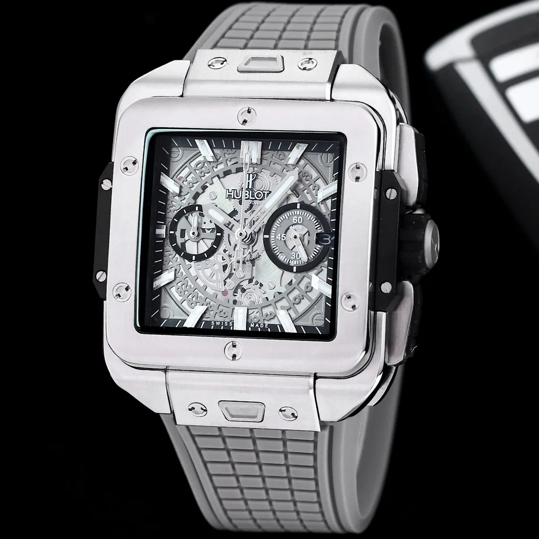 Hublot Square Big Bang Replica Unico Grey Ceramic 42mm Grey Rubber Strap Watch