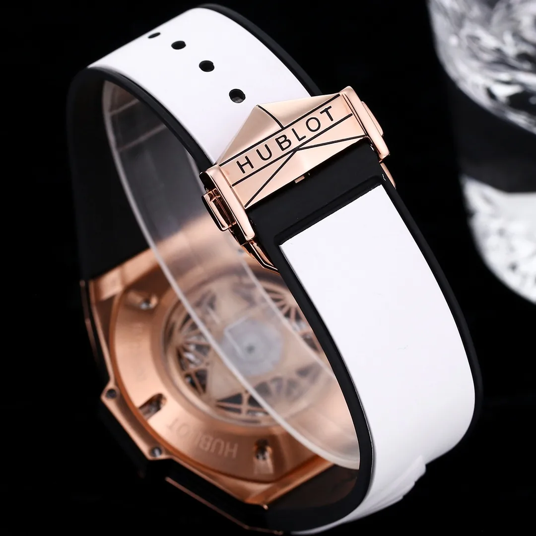 Hublot Big Bang Replica White Sang Bleu II King Gold 45 Skeleton Dial Watch