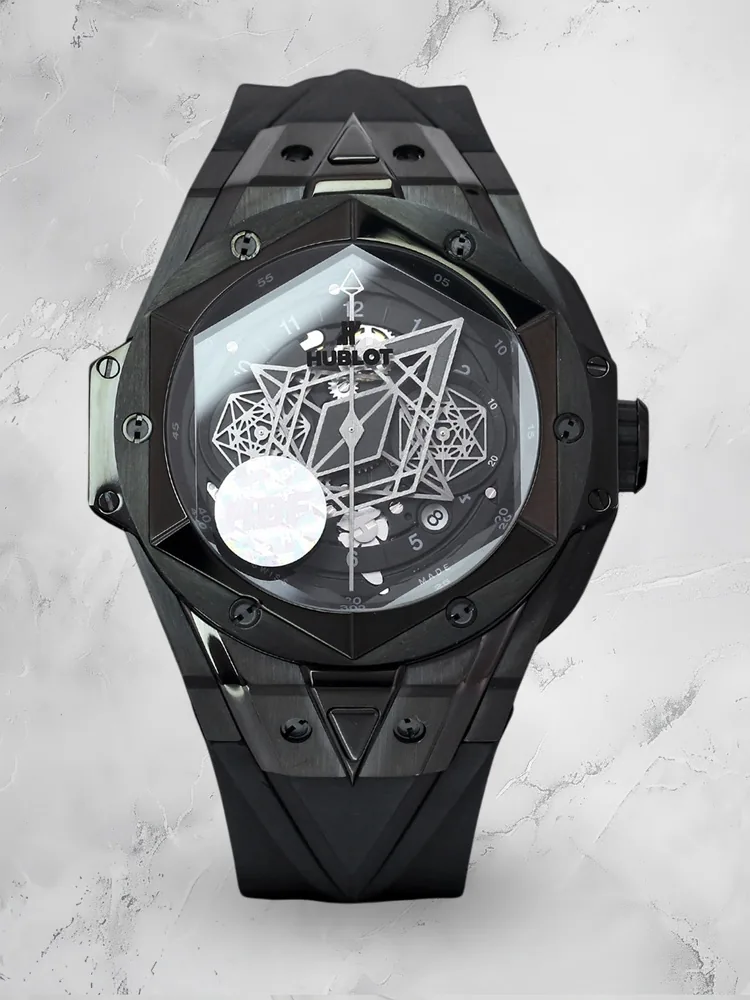Hublot Big Bang Replica Unico Sang Bleu II 45mm Black Ceramic PVD Watch