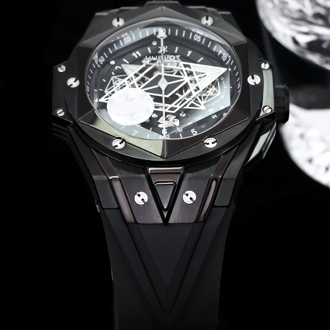 Hublot Big Bang Replica Sang Bleu II Tattoo Black Ceramic Watch