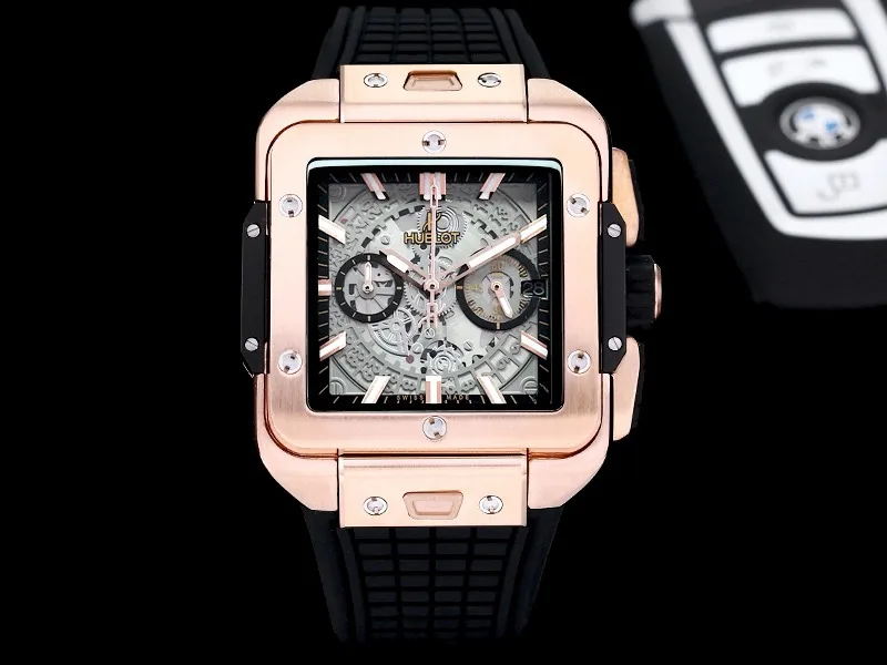 Hublot Square Big Bang Replica Unico Off-White Dial Rose Gold Watch