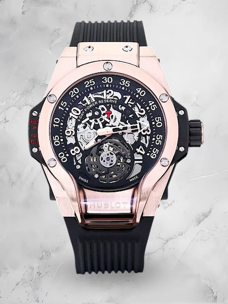 Hublot MP-13 Replica 44mm Bi-Axial Tourbillon and Bi-Retrograde Complication Watch
