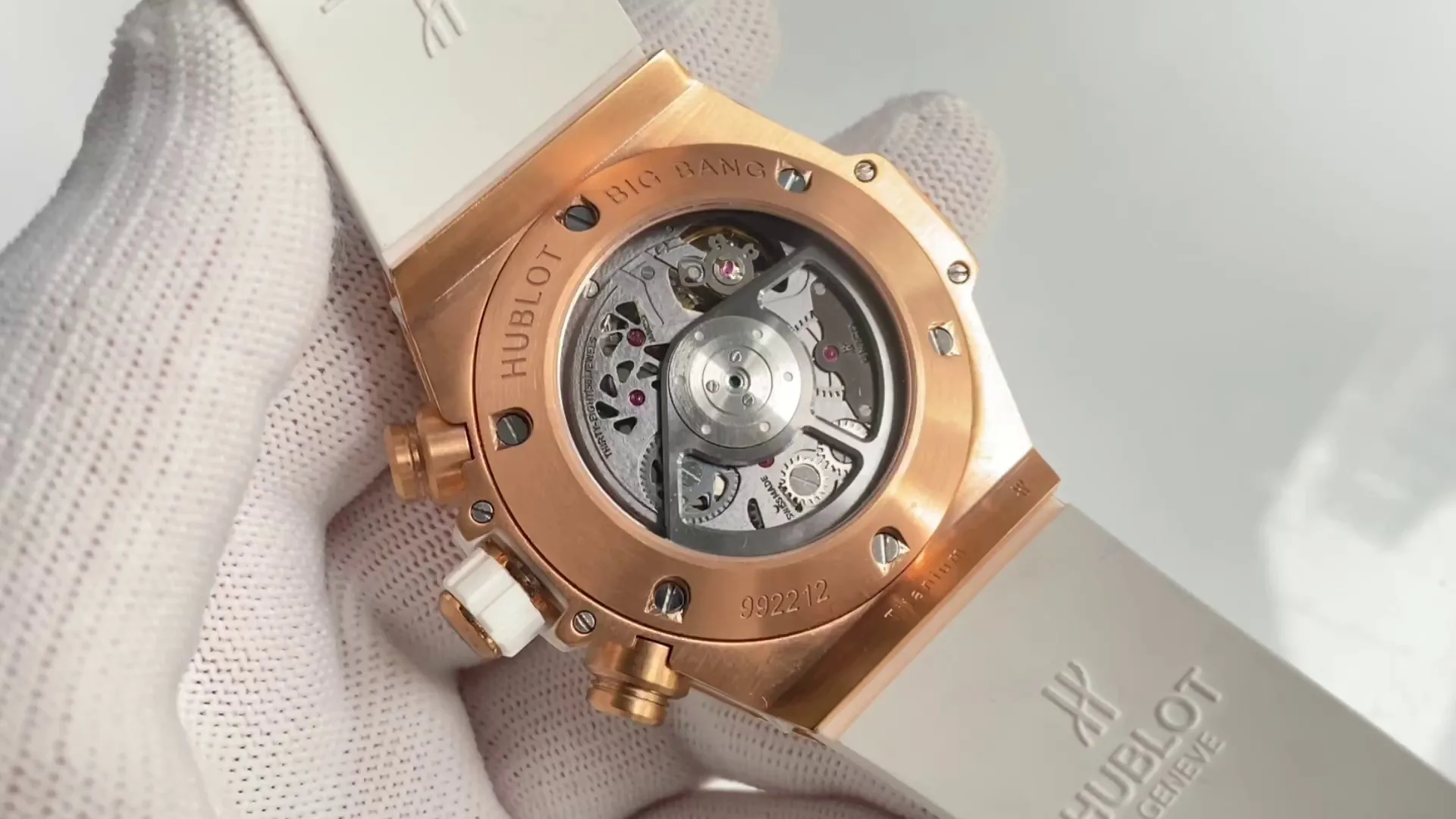Luxury Swiss 42mm Hublot Big Bang Unico Replica Skeleton Dial White Rubber Strap Watch