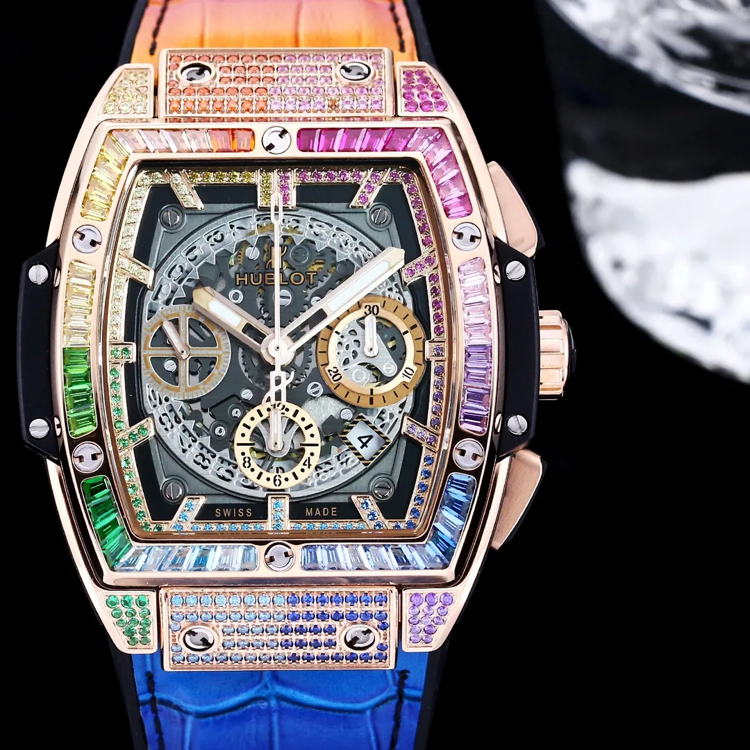 Hublot Spirit Of Big Bang Replica 42mm Rose Gold Colored Gemstones Watch