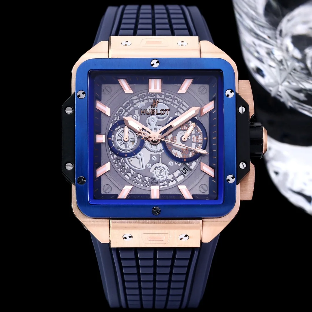 HUBLOT SQUARE BIG BANG Replica KIT 42mm Blue Bezel Watch