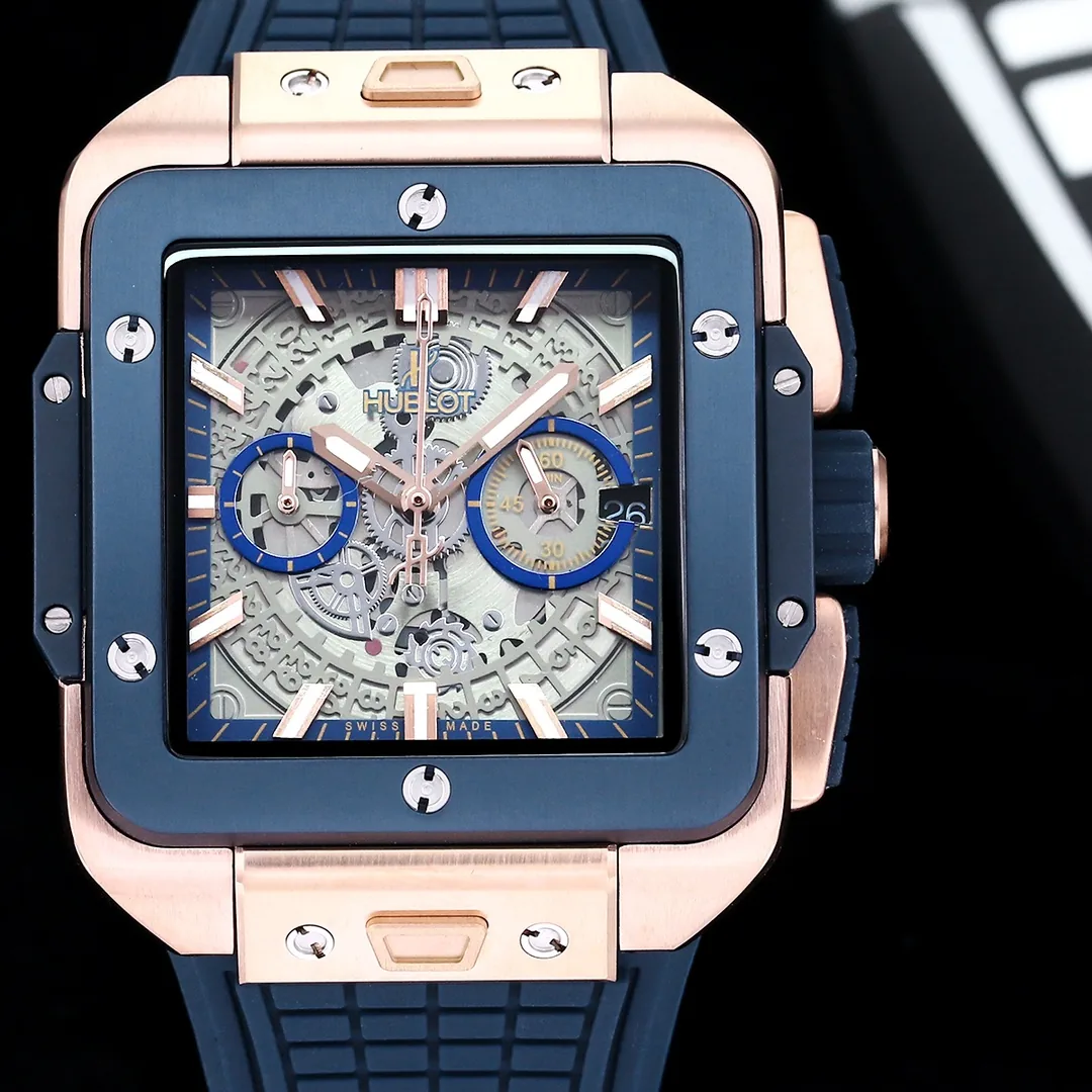 Hublot Square Big Bang Replica 42mm Unico Gold Blue Ceramic Watch