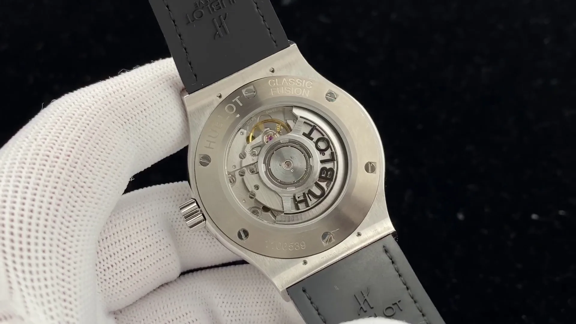 Hublot Classic Fusion Replica 542.NX.1171.LR.1104 Black Grey Dial Titanium Diamond Watch