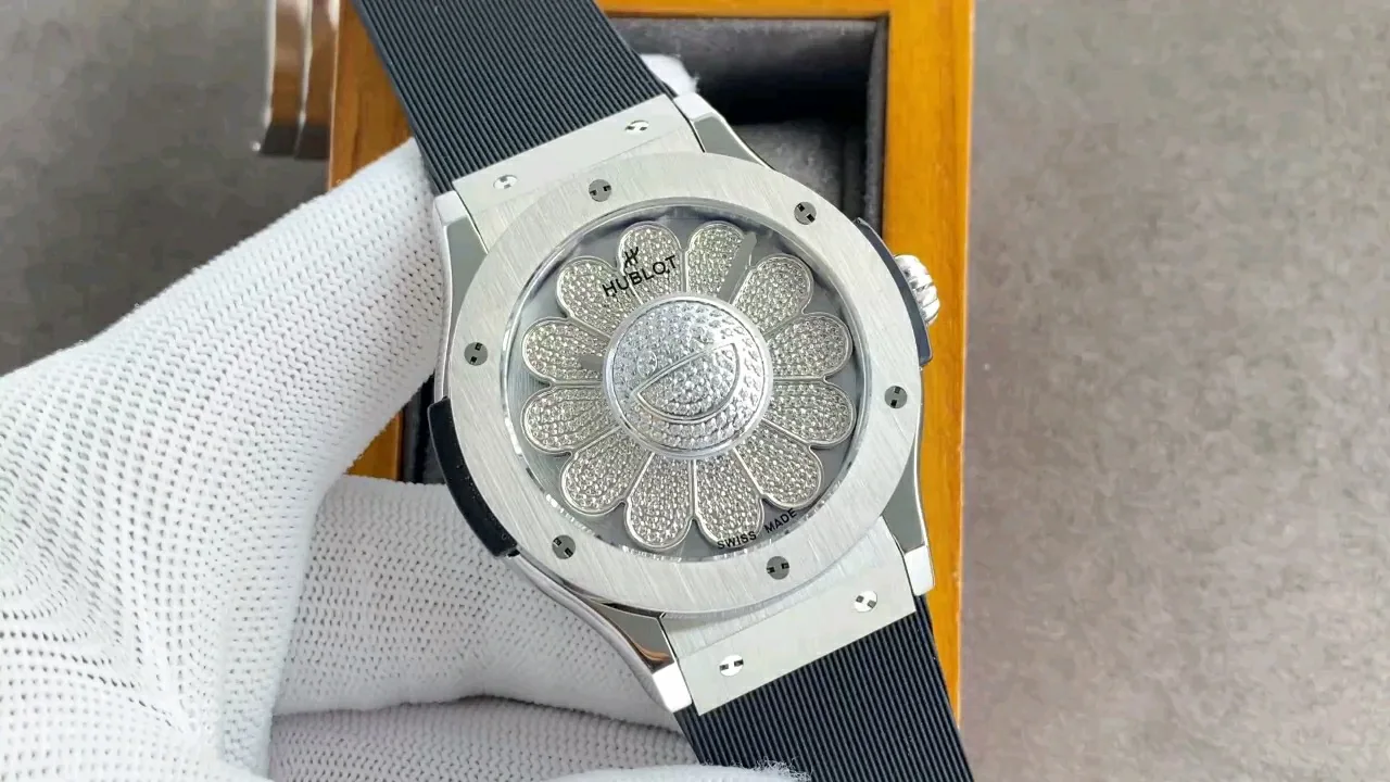 Hublot Classic Fusion Replica Murakami 45mm White Diamond Sunflower Watch
