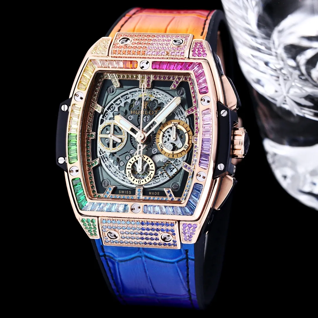Hublot Spirit Of Big Bang Replica 42mm Rose Gold Colored Gemstones Watch