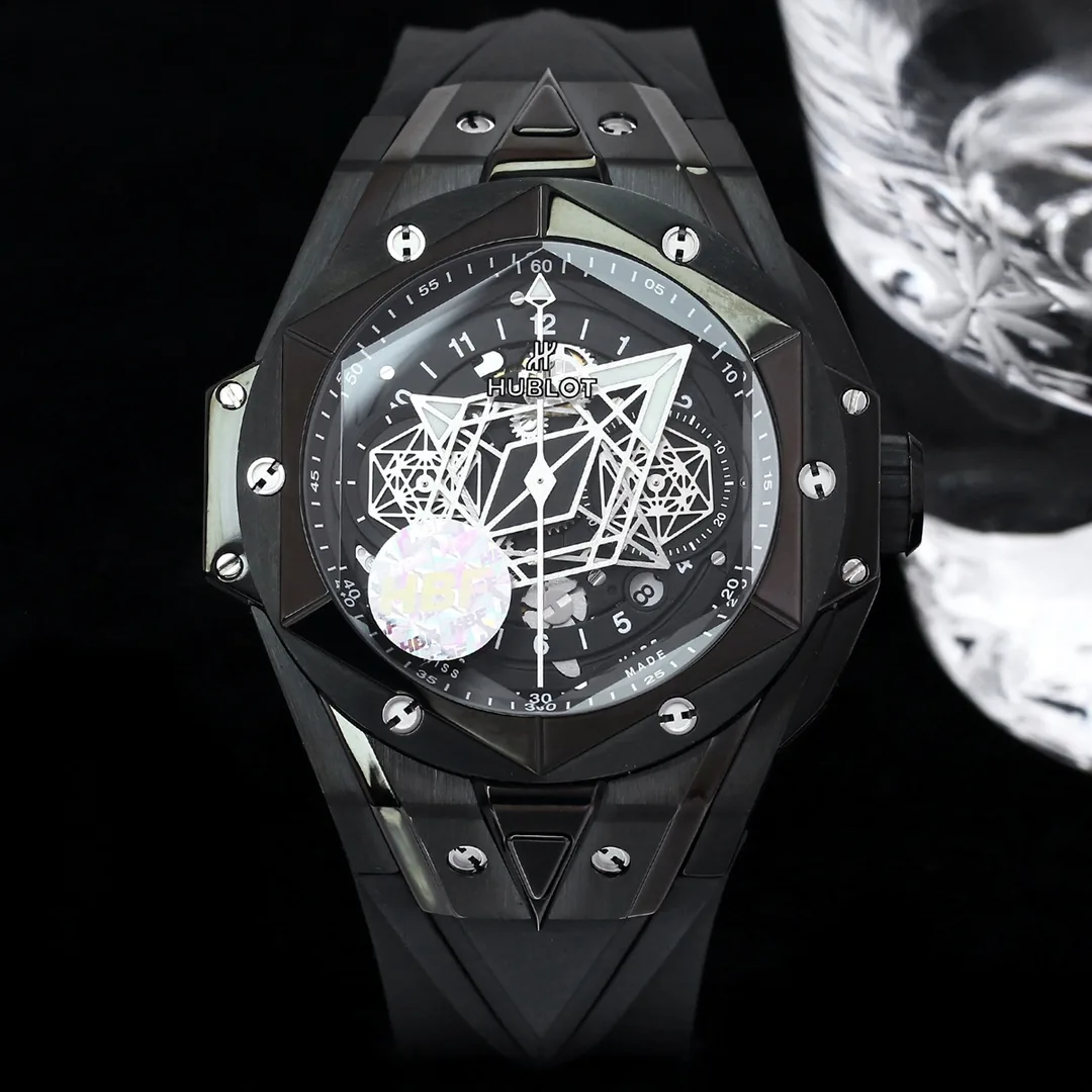 Hublot Big Bang Replica Sang Bleu II Tattoo Black Ceramic Watch