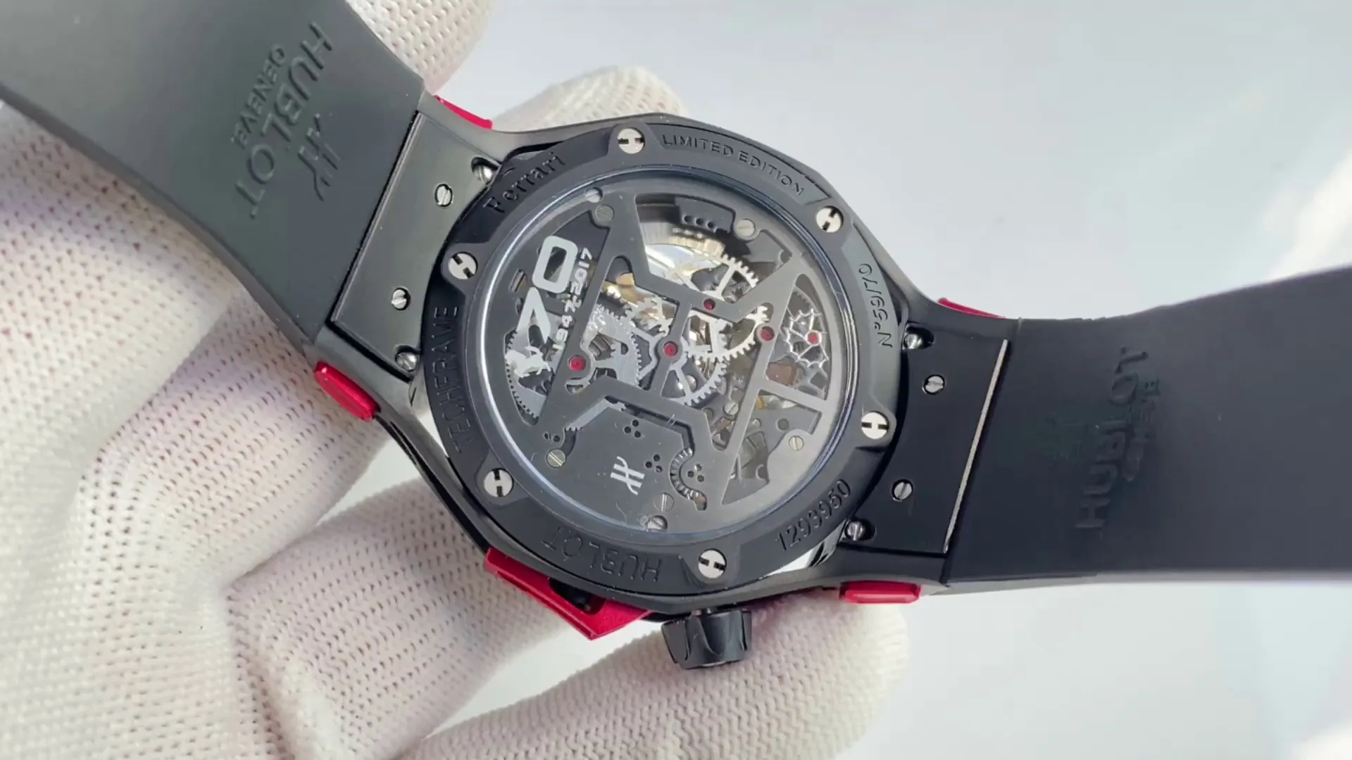 Hublot Tourbillon Techframe Replica Ferrari 43mm Black Carbon Fiber Watch